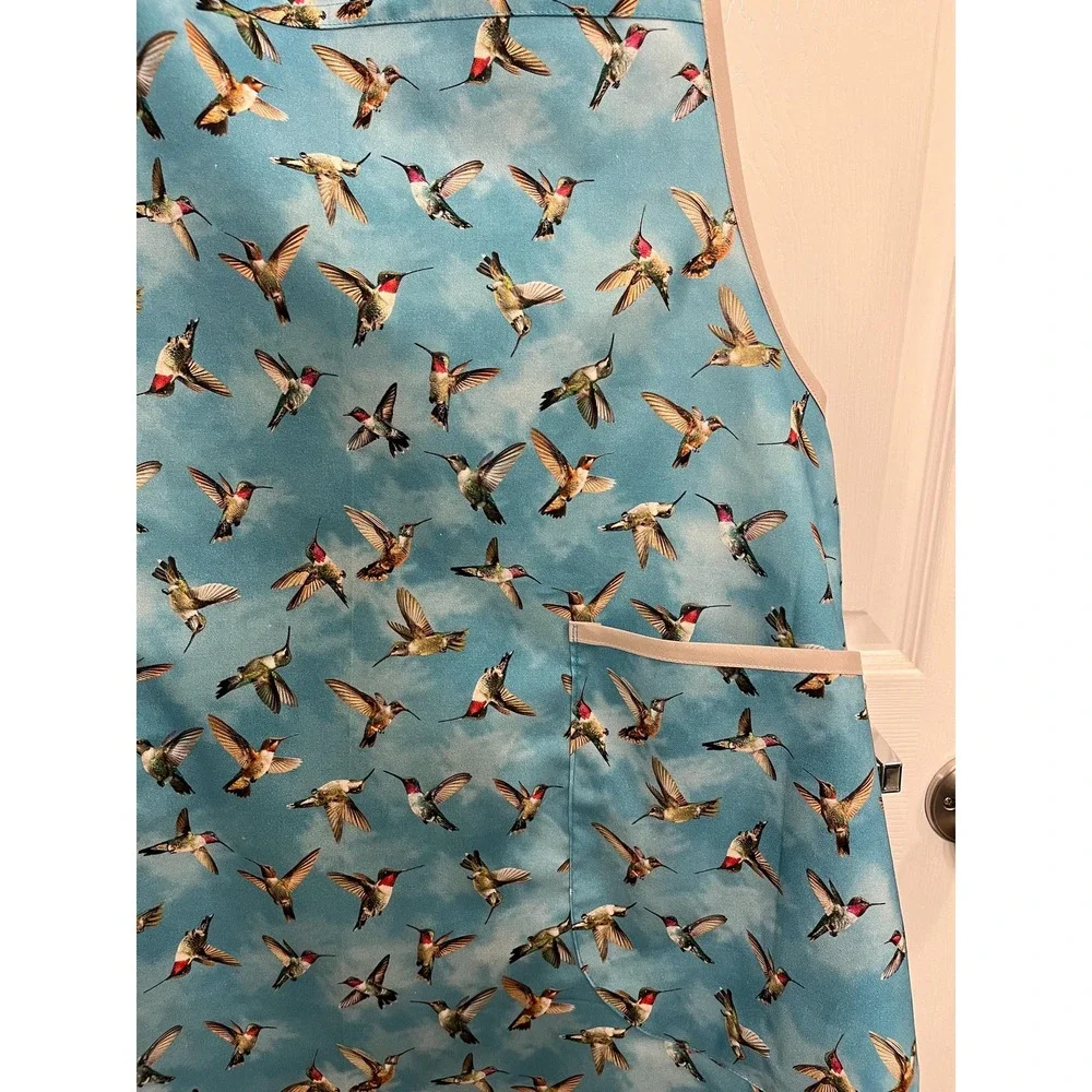 Criss Cross Apron Pockets: Hummingbird Print, S-L Cottagecore Crossback Apron
